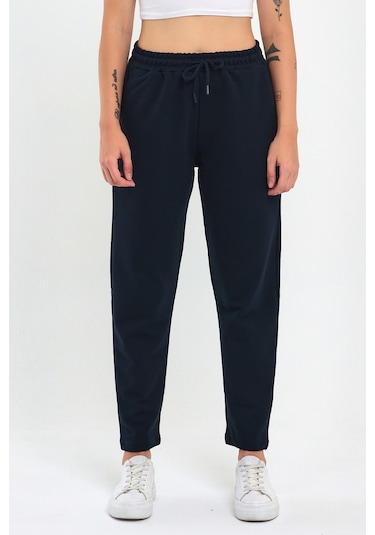 MMetalic Kadın Lacivert Klasik Cepli Eşofman Altı Lacivert