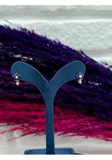 925 Ayar Gümüş Yıldızlı Mineli Zarif Kız Çocuk Küpesi Gümüş