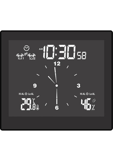 Ts-wp10-b Su Geçirmez Banyo Duvar Saati Zamanlayıcı Ev Termometresi Higrometre Siyah