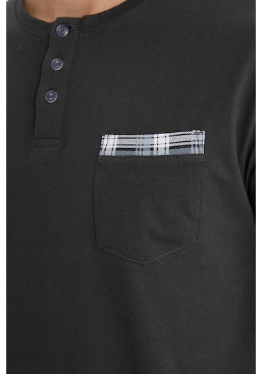 Defacto Pijama Takımı Regular Fit Kısa Kollu Üst Kareli Şort E7146ax25smar221 Antrasit