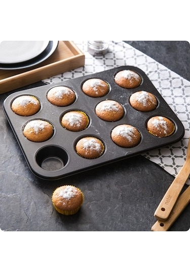 Cupcake Muffin Kalıbı 12'Li Kek Yanmaz Kurabiye Kalıbı Fırın Çör