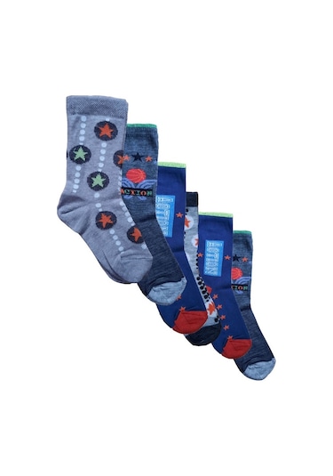 12 Li Erkek Çocuk Baskılı Uzun Soket Çorap Renkli Çocuk Çorap