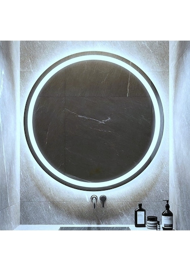 Nuun Dekor 80cm Beyaz Ledli Kumlamalı Banyo Aynası. - Trafolu Beyaz