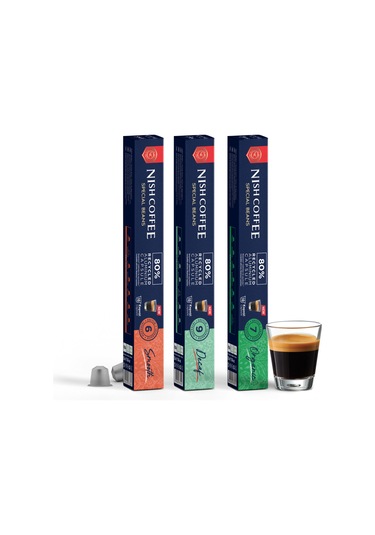 Nish Coffee Nespresso Uyumlu Kapsül Kahve 3'lü Set Smooth,decaf, Organik -30 Adet Kapsül Kahve