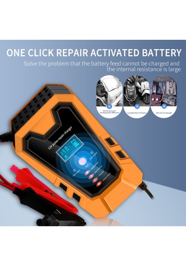 Teltree 12v 6a Akıllı Tamirli Akü Şarj Cihazı - Otomobil Motosiklet Aküleri İçin, Turuncu, Avrupa Standardı