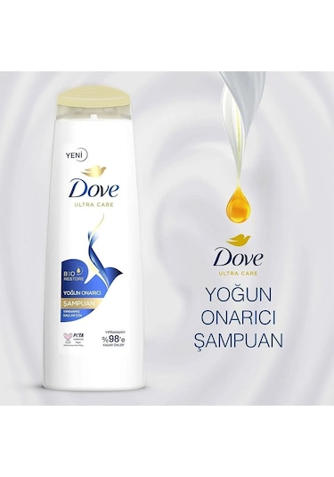 Dove Ultra Care Saç Bakım Şampuanı Yoğun Onarıcı Yıpranmış Saçlar İçin 600 Ml X3
