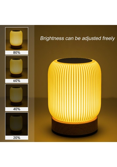 Ahşap Desenli Dokunmatik Gece Lambası Pat Masa Lambası Yatak Odası Başucu Lambası Dahili Ortam Işığı RGB