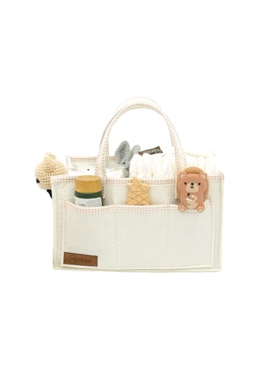 Mordesign Scotch Serisi Çok Amaçlı Kalın Keçe Anne Bebek Bakım Çantası Bej