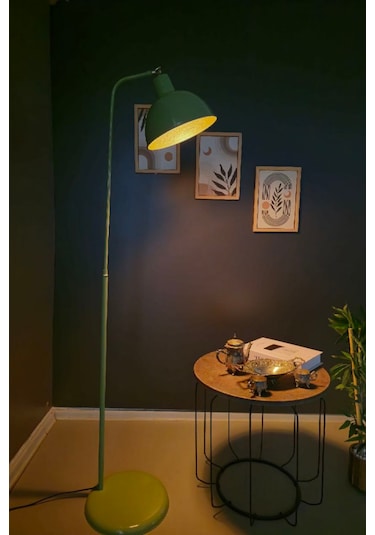 Dolce Yeşil Lambader Metal Gövde Tasarım Lüx Yerden Aydınlatma Yeşil