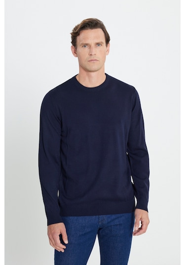 Altinyildiz Classics Erkek Lacivert Standart Fit Normal Kesim Bisiklet Yaka Triko 4A4923100001LACXXL Lacivert