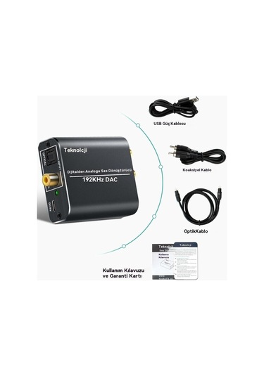 Dac Audio 192khz, Alüminyum Dac Dijitalden Analoga Ses Dönüştürücü, Dijital Spdif Toslink Stereo L/r Rca Jakı 3.5mm Optik/koaksiyel Kablo İle Hd Tv Blu-ray Ps3 Ps4 Xbox