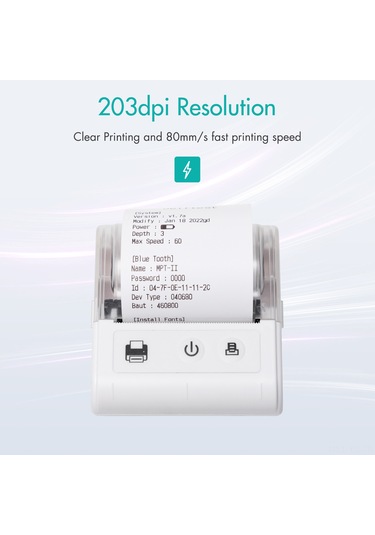 Yunboo Beyaz Jk-5803p 57mm Taşınabilir Termal Fiş Yazıcı - Usb+bluetooth Bağlantı, 2600mah Batarya, 1 Adet Kağıt İle