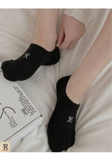 Trampler Kurdela Desenli Çorap Görünmez Kadın Babet Çorap 5 Çift Çok Renkli