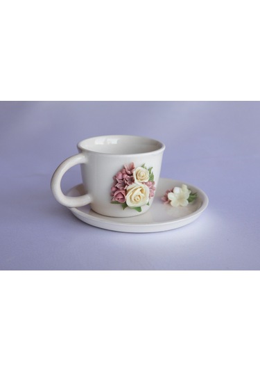 Soğuk Porselen Özel Tasarım Beyaz Kahve Filcanı renkli