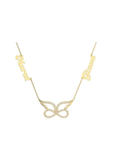 İndigo Takı Isimli Sonsuzluk Melek Kanadı Gümüş Kolye