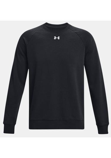 Erkek UA Rival Fleece Bisiklet Yaka 1379755-001 Siyah - Beyaz