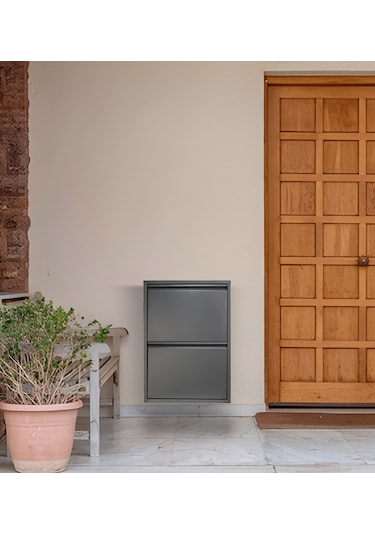 Kaser Metal 2'li Metal Ayakkabılık Antrasit