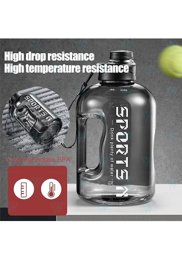 Ww 2.7l Büyük Kapasiteli Pipetli Spor Su Matarası-siyah Siyah