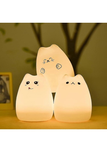 Gece Lambası, Çocuklar İçin Şarj Edilebilir Silikon Sevimli Çok Renkli