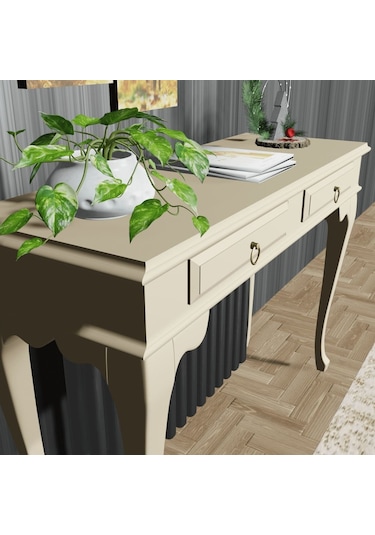 Roys Ahşap 100 Cm Krem Çekmeceli Petek Üstü Yüksek Dresuar Krem