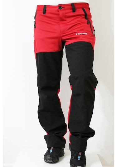 Mudwill Erkek Kışlık Softshell Pantolon Kırmızı-Siyah Kırmızı
