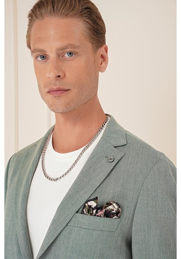 Comfort Fit Torba Cep Dokulu Esnek Pamuk Casual Yeşil Ceket C 676 Yeşil