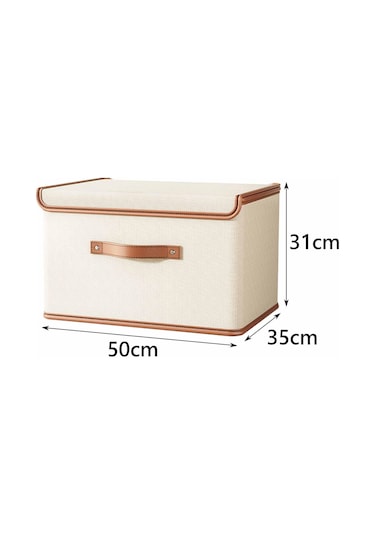 Suntek Katlanabilir Organizatör Kapaklı Saklama Kutusu Bej 50 x 35 x 31 CM