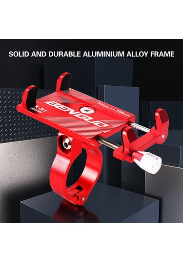 Gajeena Alüminyum Bisiklet Telefon Tutucusu, 4 Açıklı Kilit + Uzunurluk Ayarlanabilir, 3.0-6.8 İnç Telefonlar İçin, Siyah