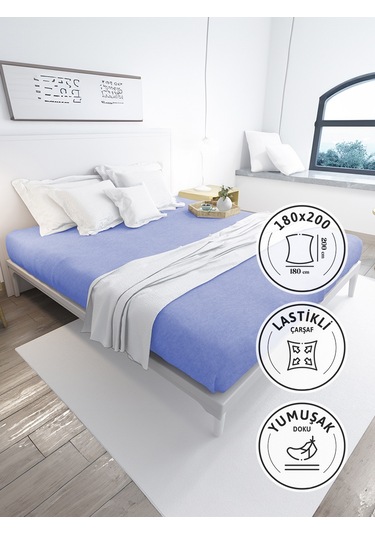 Favora Battal Boy Lastikli Penye Çarşaf - Mavi