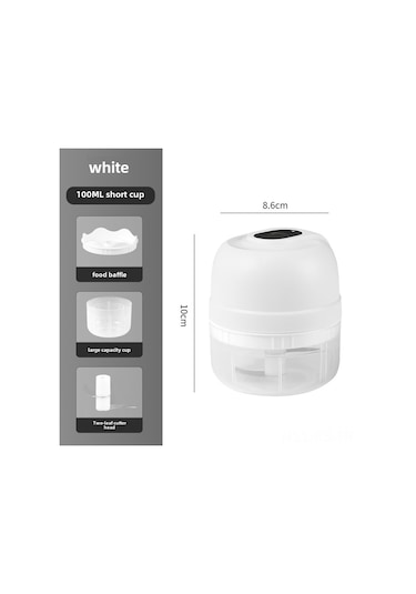 Reedark Ev Elektrikli Mini Zeytinyağlı Tahçı İçin, Bebek Yemeği Ve Et Ezici, Kablosuz Mutfak Aleti, 100ml Beyaz Yeni Beyaz