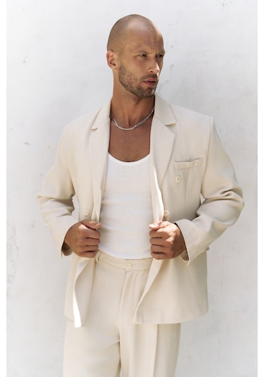 Mai Studios Co. Ayyubay Naturel Erkek Blazer Ceket Naturel