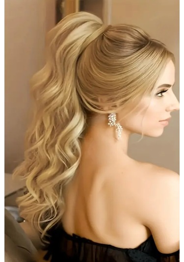 Caş Dekorasyon Küllü Sarı Çıtçıtlı Dalgalı At Kuyruğu Saç 16 Sarı