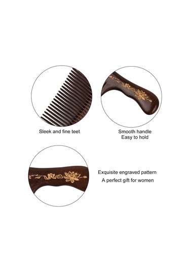 Hangfox Sandalwood Doğal Ağaç Tarak - Statik Olmayan Saç Düzenleyici - Ev Kullanıma Uygun Saç Düzleştirici