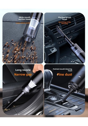 Araç İçi Küçük Yüksek Emişli Elektrikli Süpürge: Taşınabilir Şişirilebilir Çift İşlevli-beyaz