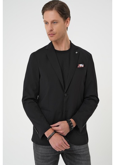 Regular Kalıp Mono Yaka Torba Cep Casual Siyah Ceket C 709 Siyah