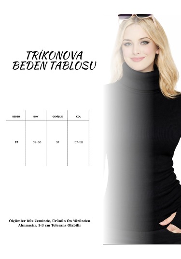 Trikonova Balıkçı Yaka Parmak Detaylı Siyah