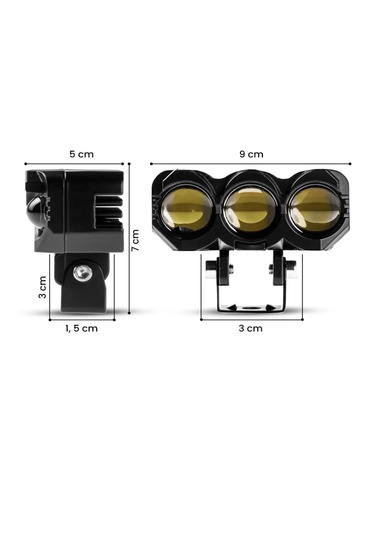 Point Motosiklet 3 Led Lazer Sis Farı Delici Beyaz Sarı Çift Renk Metal Baykuş Led Işık 1 Adet