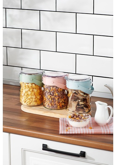 Renga Mono 900 Ml 3'lü Cam Kavanoz Seti 131064 Renkli Renkli