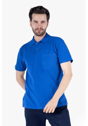 Polo Yaka T-shirt %100 Pamuk Cepli Saks Mavi
