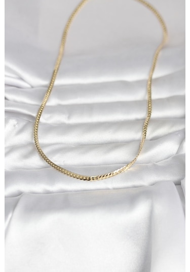 Bsre 14k Gold Renk Yassı Zincir 45 Cm Kadın Kolye Cm Renkli