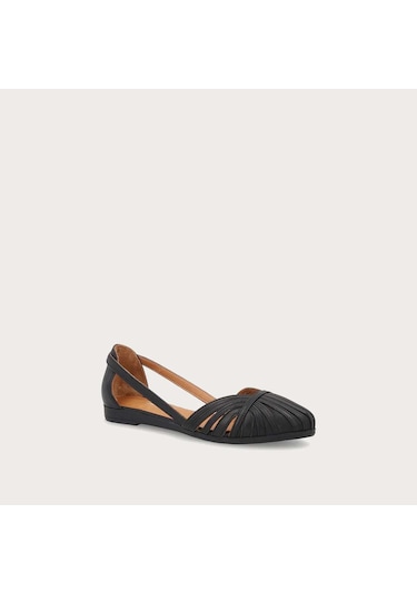 Nero Black Sandalet Kadın 03m4 Frau Leather Caged Ballet Flats Wıth Thın Straps siyah