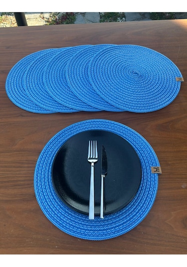 6 Lı Yuvarlak Supla Takımı Kolay Temizlenebilir, Modern Sofralar İçin Lacivert