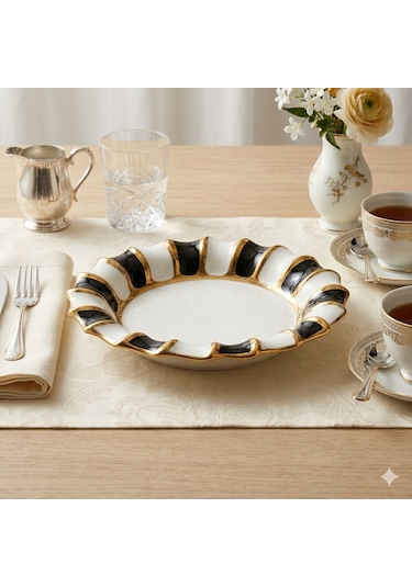 Sembol Porselen Lüks Yuvarlak Sunum Tabağı 30 Cm