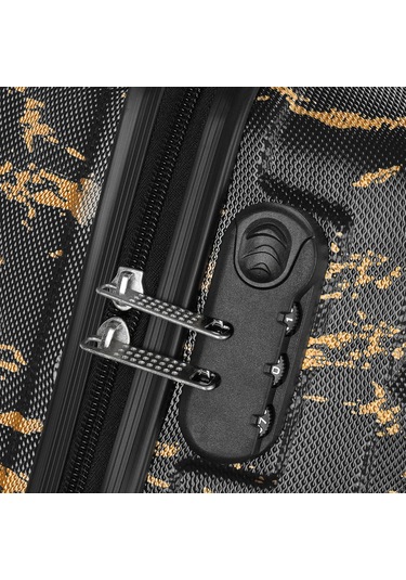 Wexta Wx-300 Baskılı Siyah Kabin Boy Valiz Siyah