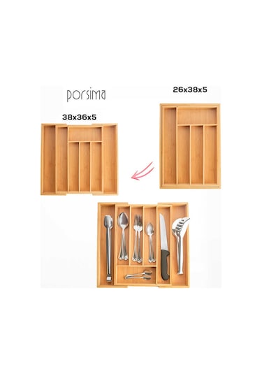 Porsima M9263-55 Ölçü Ayarlı 5-7 Bölmeli Bambu Kaşıklık