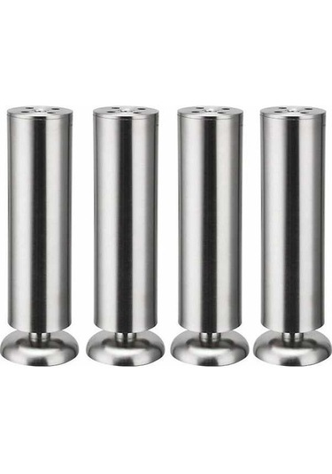 Novahub 4x200mm Paslanmaz Yuvarlak Ayaklar, Kauçuk Paspaslı, Güvenli Sessiz Mutfak Dolabı Ayakları -