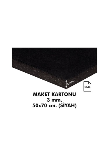 Evenart 50 700 Cm 3 Mm Siyah Maket Kartonu 3 Adet