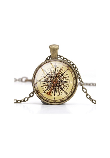 Jwl Pusula Kolye Şık Cam 3D Pusula Kolyesi Aksesuar Steampunk Kol Çok Renkli