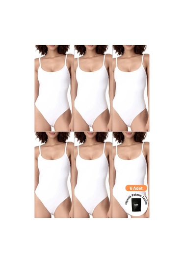 Kadın İp Askılı Çıt Çıtlı Kancalı Body 6'lı Paket Renkli