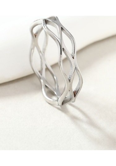 Chavin Çelik Silver Sarmal Model Bayan Yüzük Ev29by 001